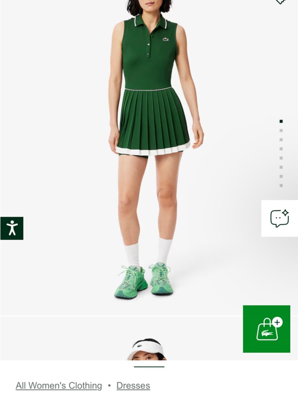ISOLacoste Dark Green Ultra dry Heritage tennis dress - size 36